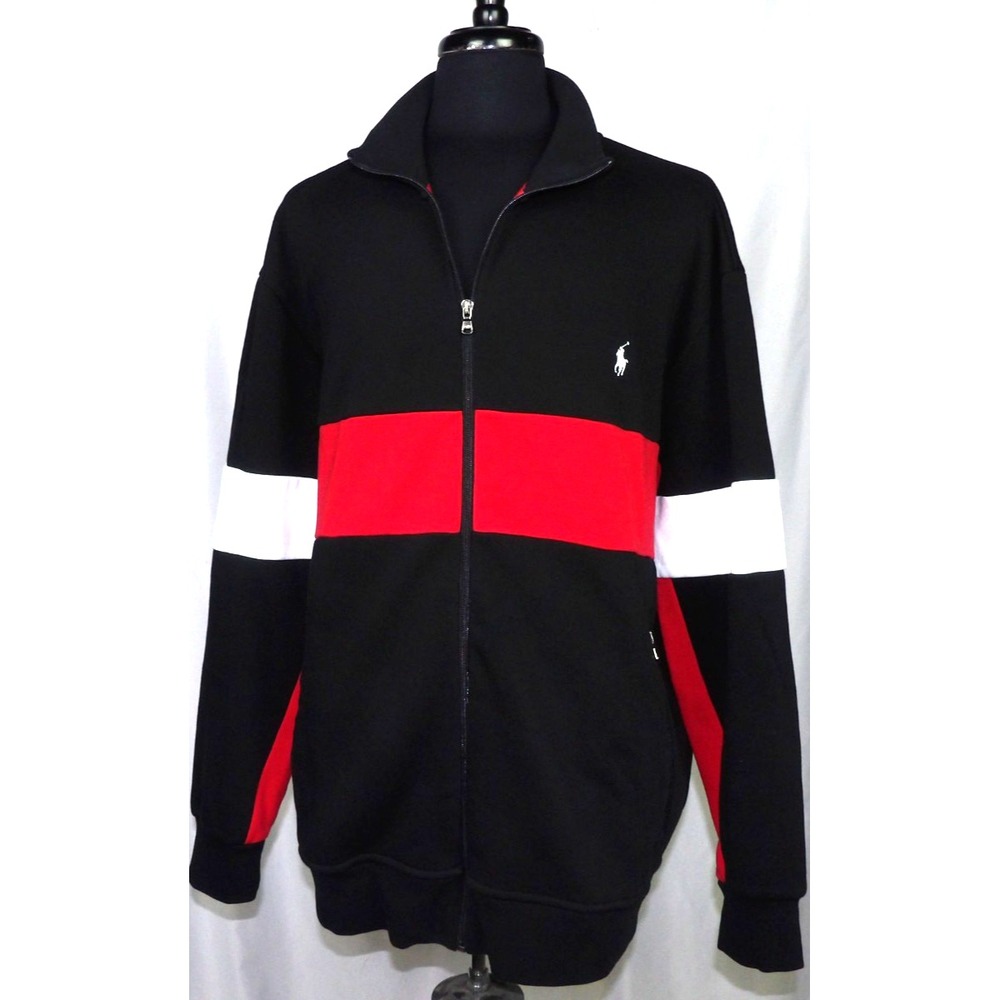 Polo Ralph Lauren Collared Full Zip-Up Striped Knit Sweater Men's XXL Tall